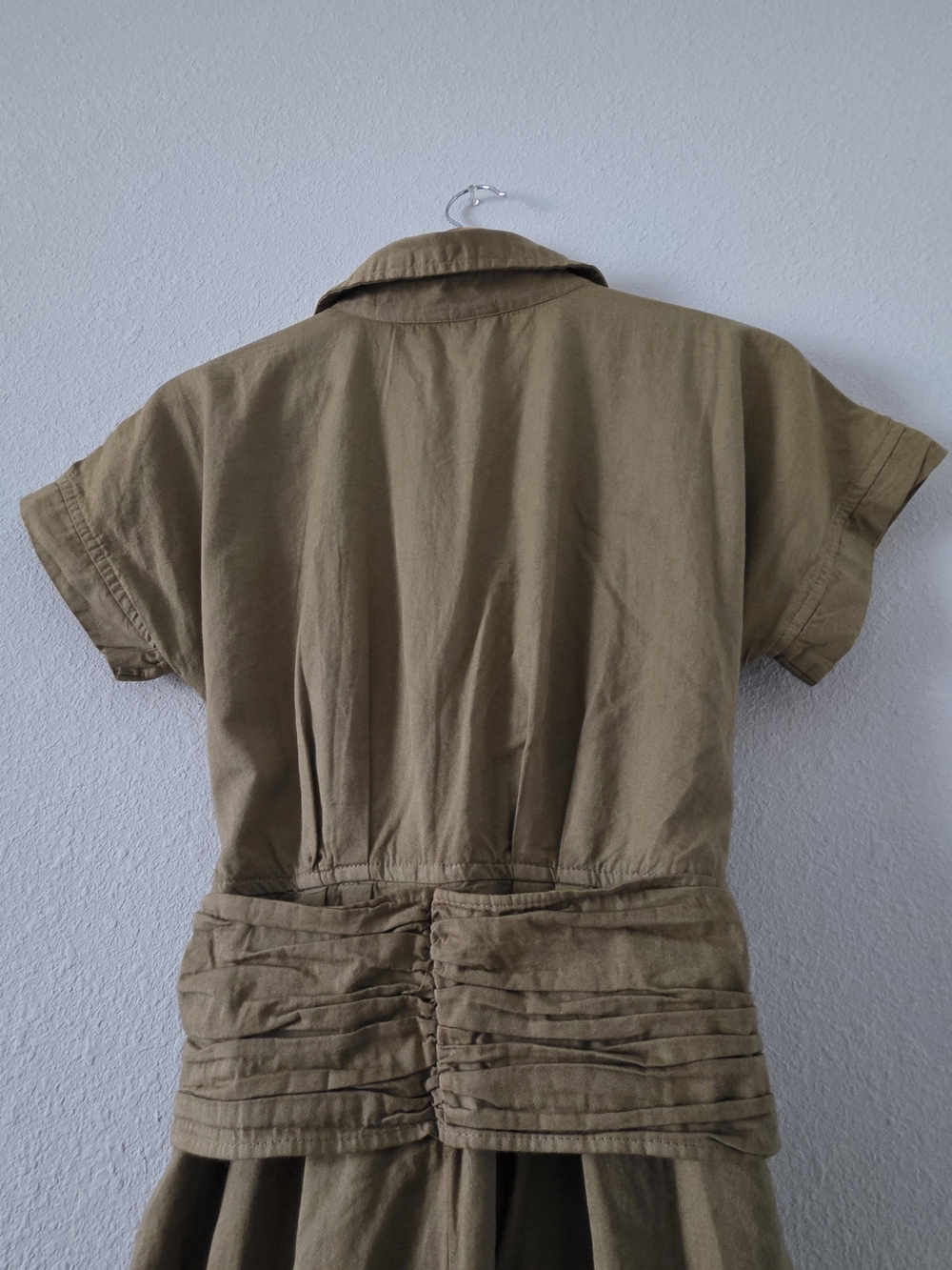 Women's Midi Dress in Olive Green - 100% Cotton - Picture 6 of 6